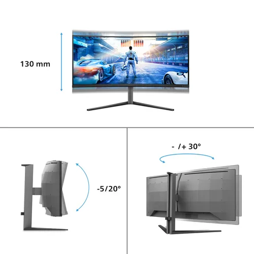 Philips Evnia 6000 34M2C6500/00 écran plat de PC 86,4 cm (34") 3440 x 1440 pixels Wide Quad HD QD-OLED Gris