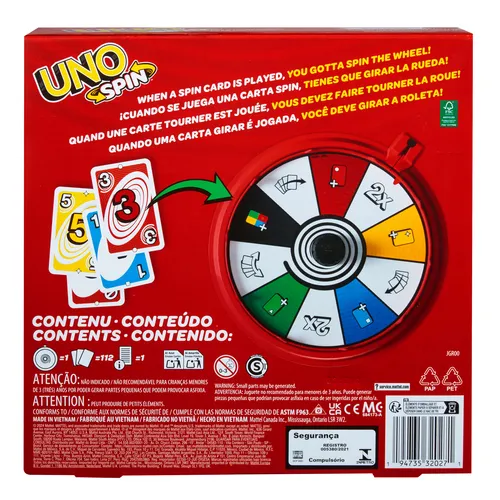 Mattel Games UNO Spin Card Game for Kid, Adult & Family Nights, Classic Play with Spinner