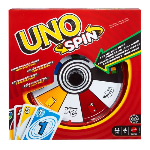 Mattel Games UNO Spin Card Game for Kid, Adult & Family Nights, Classic Play with Spinner