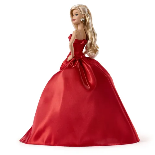Barbie Signature 2026 Holiday modepop, seizoensgebonden verzamelpop, blond haar met een rode avondjurk met strik