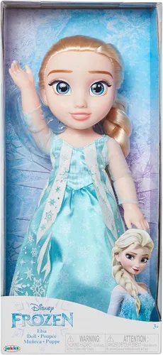 Disney Frozen Elsa Pop met door de film geïnspireerde ijzigblauwe outfit, blauwe schoenen en lang gevlochten kapsel - ongeveer 14 inches groot, voor meisjes vanaf 3 jaar