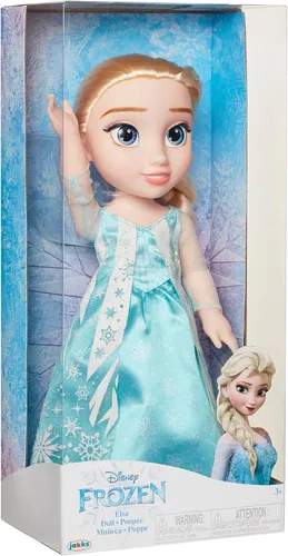 Disney Frozen Elsa Pop met door de film geïnspireerde ijzigblauwe outfit, blauwe schoenen en lang gevlochten kapsel - ongeveer 14 inches groot, voor meisjes vanaf 3 jaar