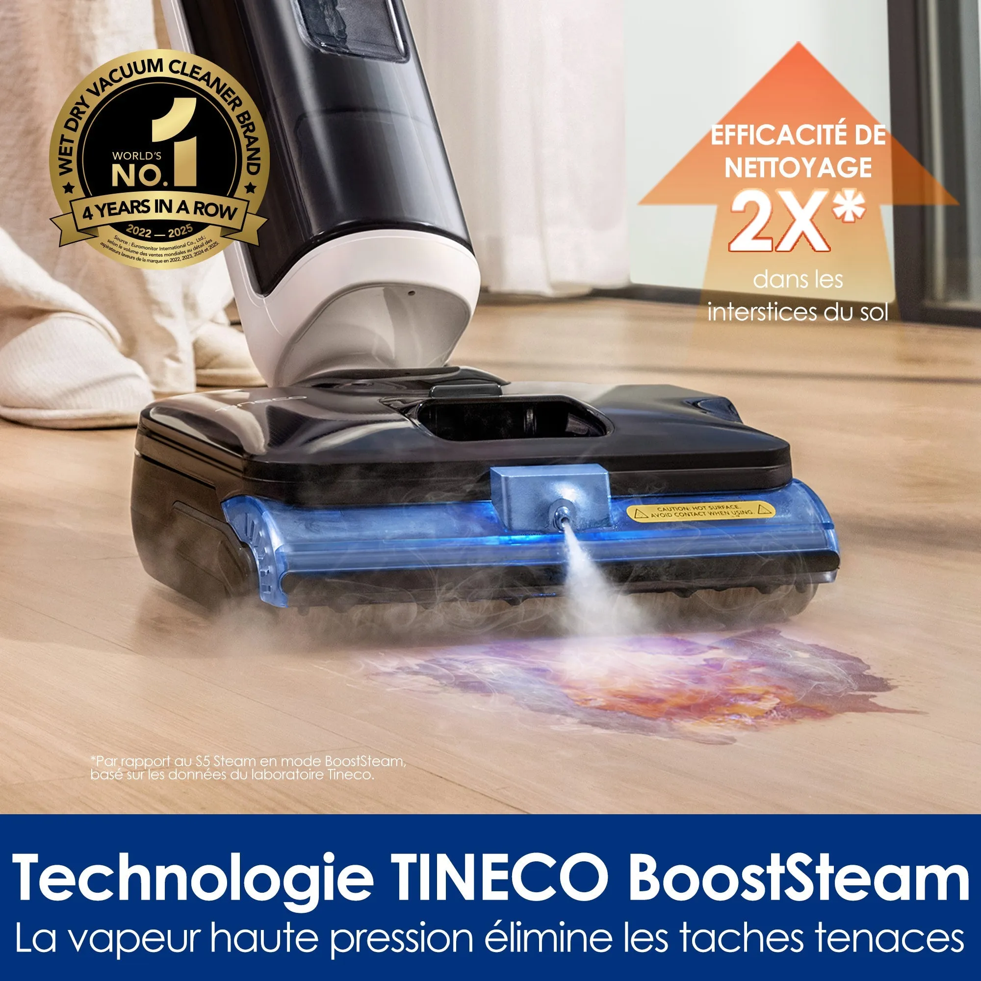 Tineco FLOOR ONE S6 Stretch Steam Aspirateur-laveur avec fil humide et sec tout-en-un