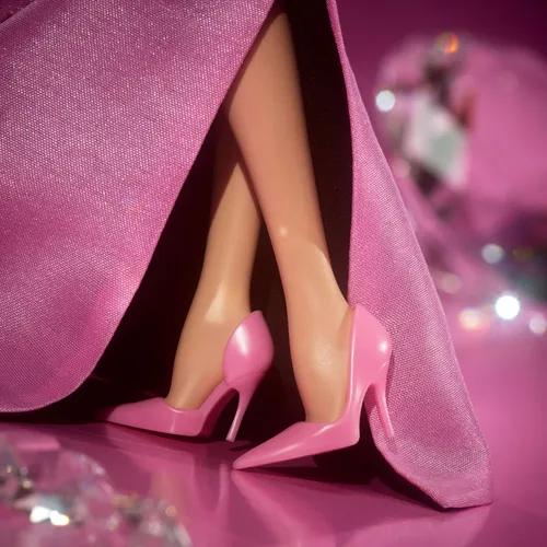 Barbie Signature Marilyn Monroe Verzamelpop, gekleed in haar iconische roze jurk uit de film, compleet met diamanten sieraden.