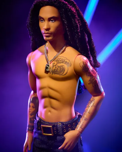 Barbie Signature Kenbassadors Lenny Kravitz verzamelpop in outfit met mesh tanktop en bootcut jeans