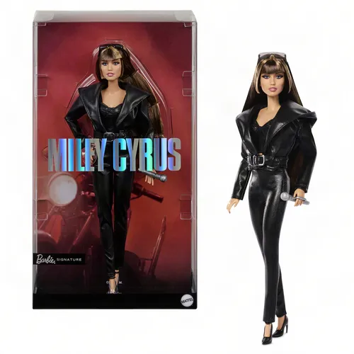 Barbie Signature Miley Cyrus, verzamelpop in 2-delige outfit van kunstleer, op hoge hakken