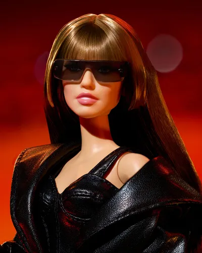 Barbie Signature Miley Cyrus, verzamelpop in 2-delige outfit van kunstleer, op hoge hakken