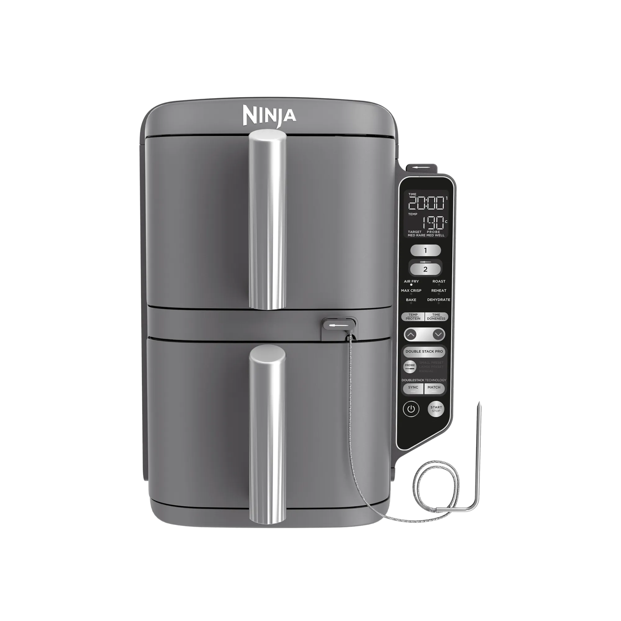Air Fryer Ninja DoubleStack XL, verticale, thermosonde intelligente, 9.5L, 6-en-1 Gris