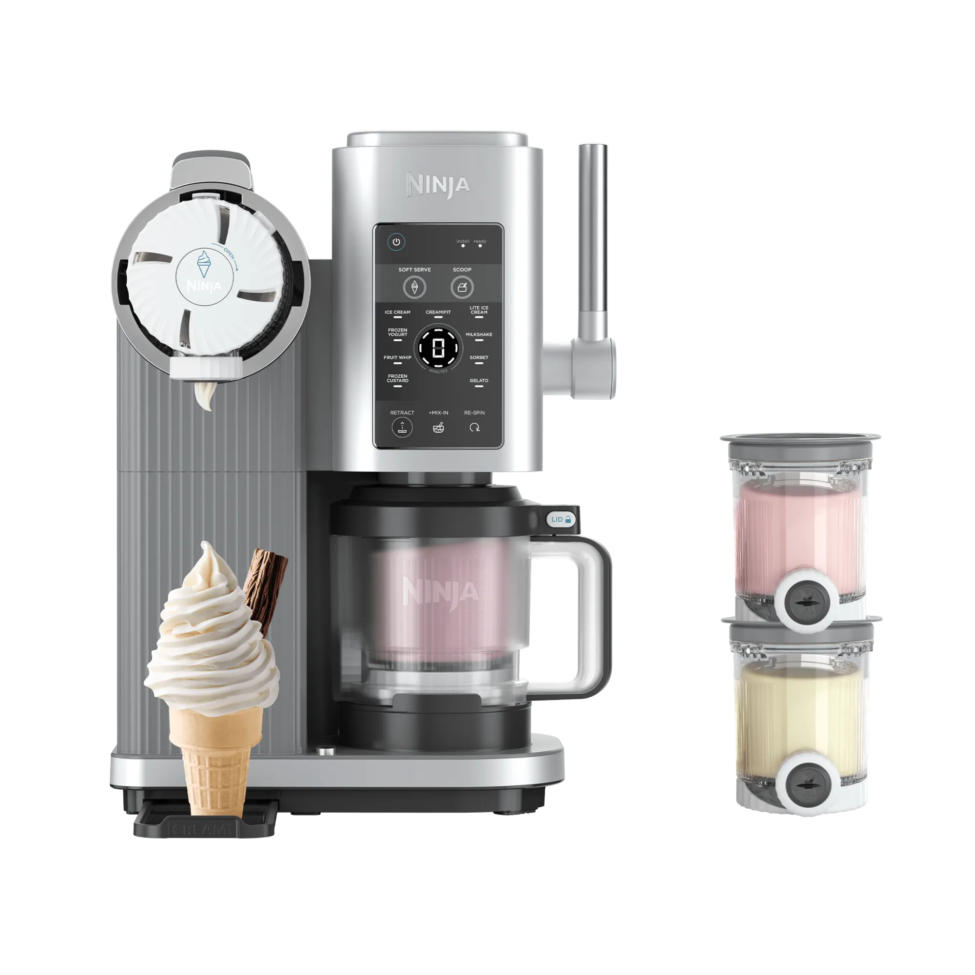 Machine à glaces et glaces à l'italienne 13-en-1 Ninja CREAMi Scoop &Swirl Argent Platine