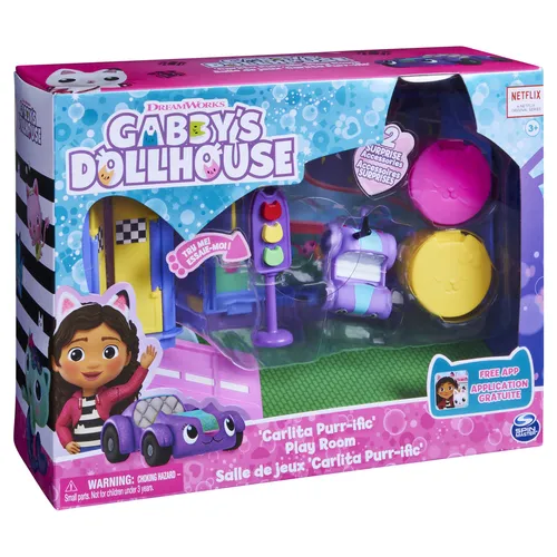 Gabby's Dollhouse , Sala de Baby Box Craft-a-riffic con la figura del gato Bebé Caja, accesorios, muebles y cajas sorpresa, juguetes para niños a partir de 3 años