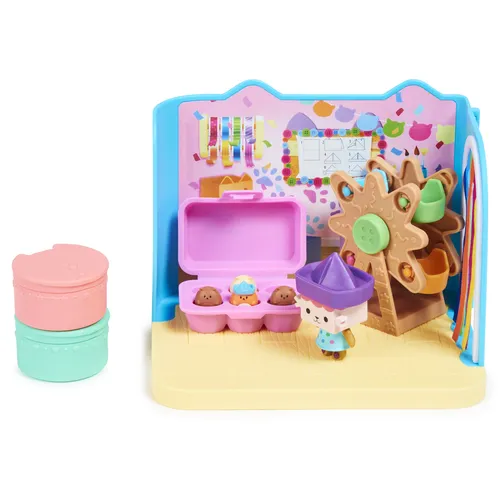 Gabby's Dollhouse , Sala de Baby Box Craft-a-riffic con la figura del gato Bebé Caja, accesorios, muebles y cajas sorpresa, juguetes para niños a partir de 3 años