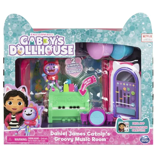Gabby's Dollhouse , Sala de Baby Box Craft-a-riffic con la figura del gato Bebé Caja, accesorios, muebles y cajas sorpresa, juguetes para niños a partir de 3 años