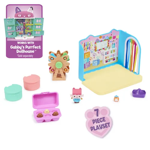 Gabby's Dollhouse , Sala de Baby Box Craft-a-riffic con la figura del gato Bebé Caja, accesorios, muebles y cajas sorpresa, juguetes para niños a partir de 3 años