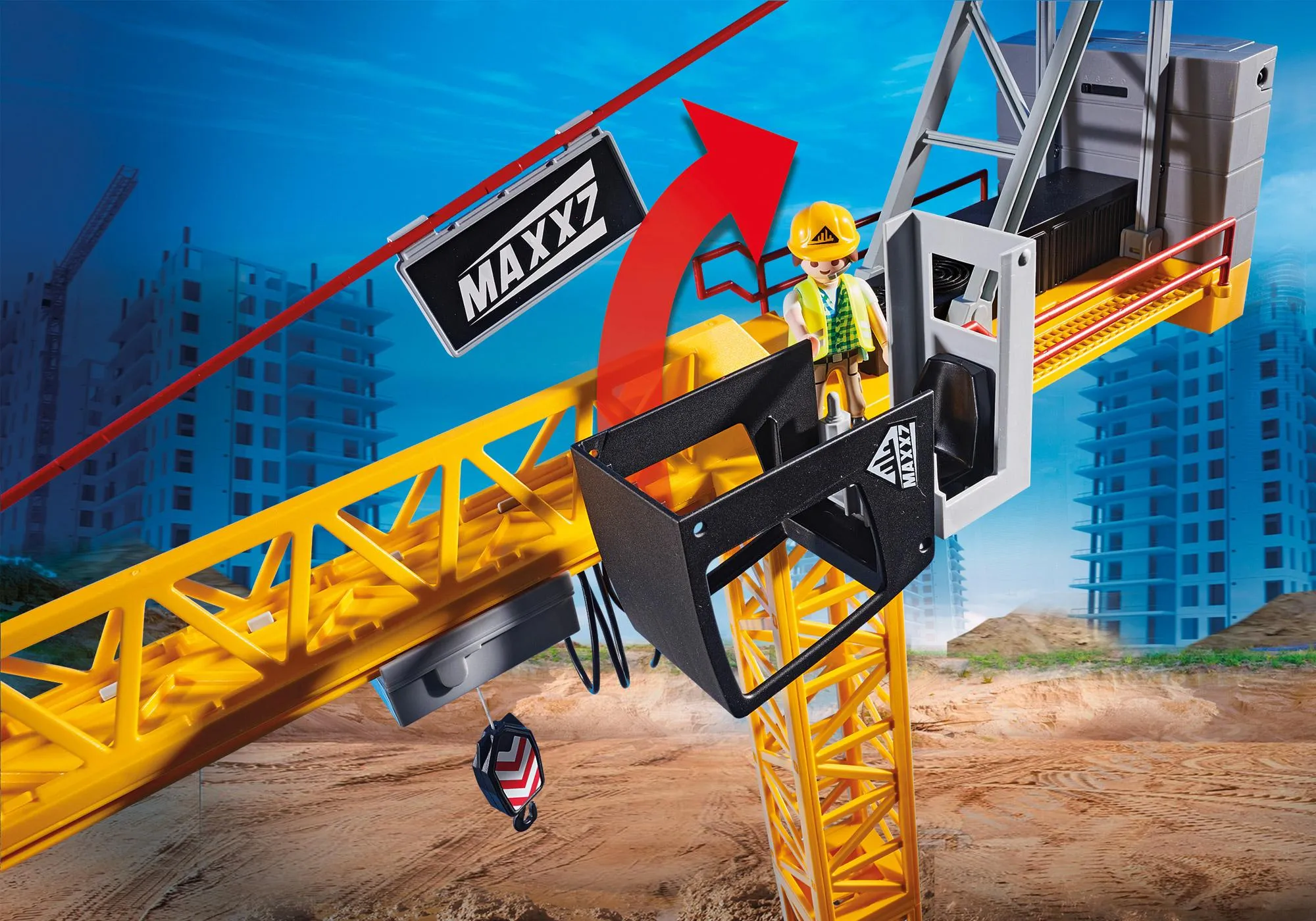 Playmobil 70441 Grue radio-commandée avec mur de construction