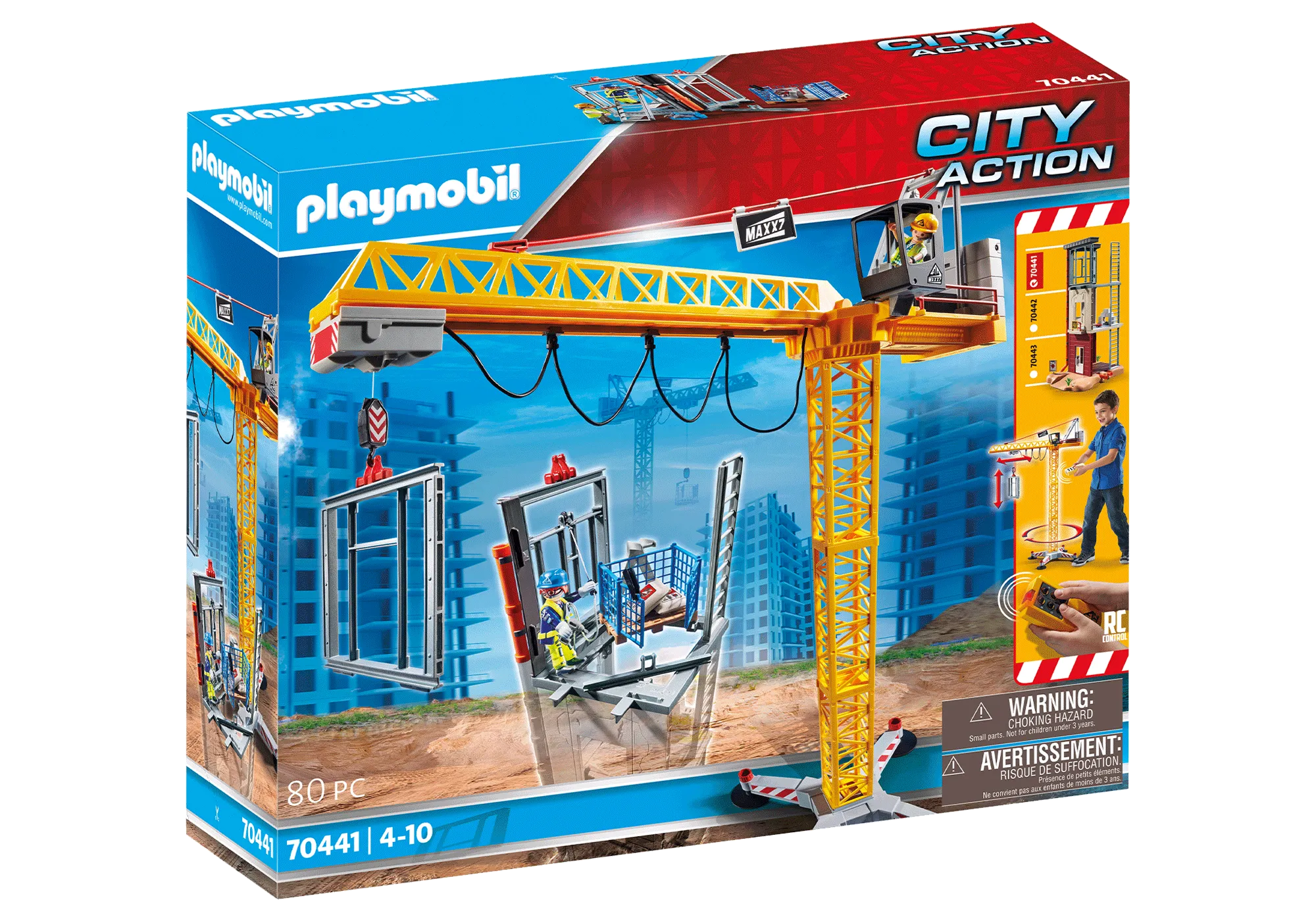 Playmobil 70441 Grue radio-commandée avec mur de construction