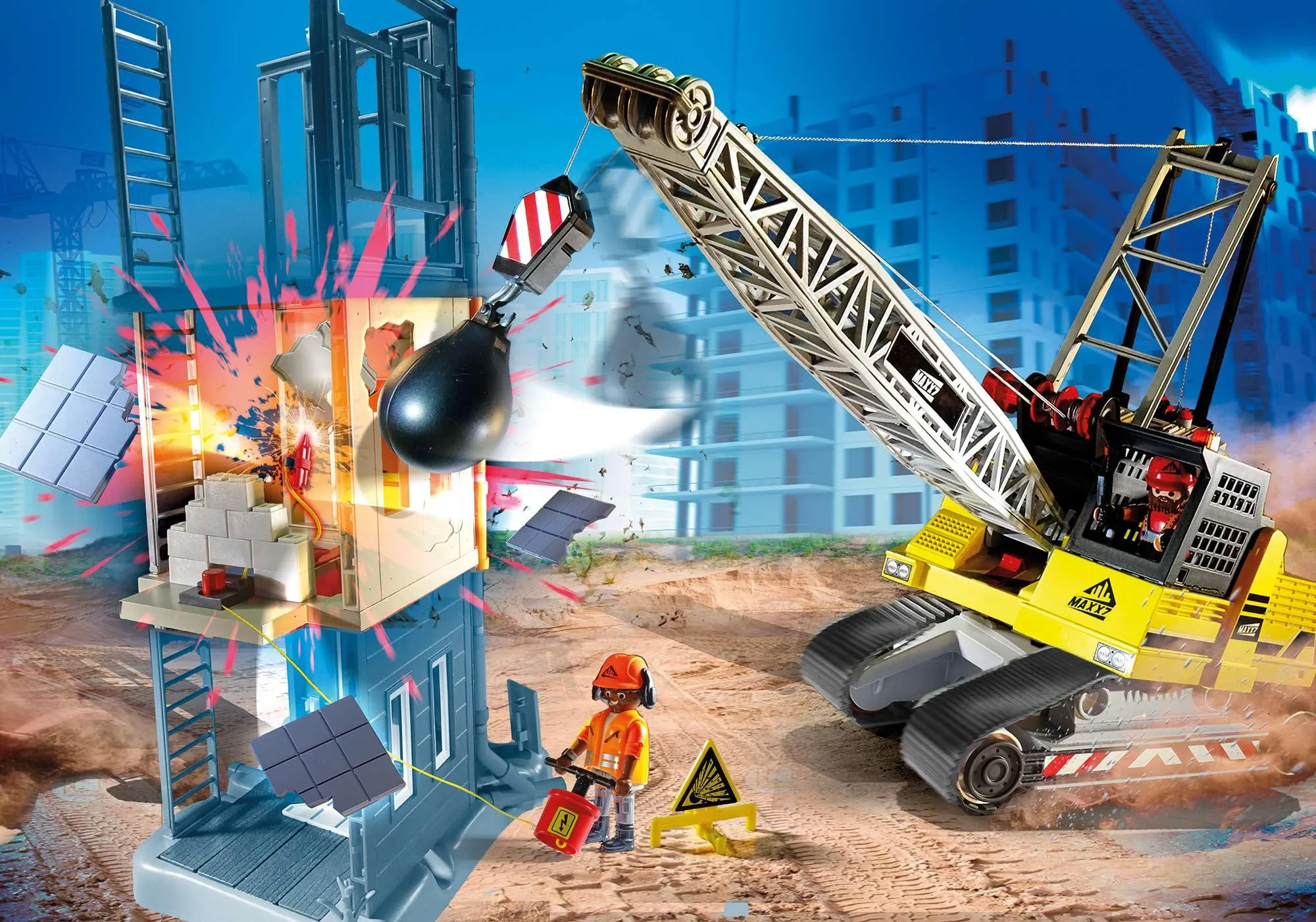 Playmobil 70442 Dragline avec mur de construction