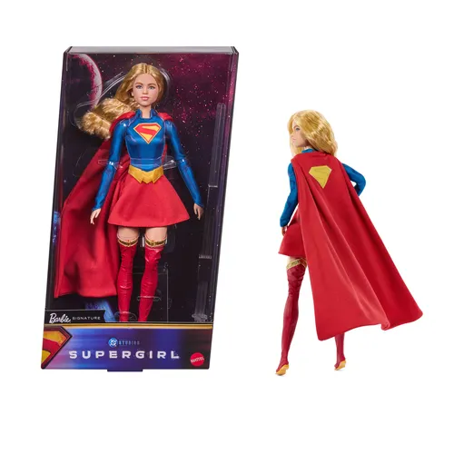 Barbie Signature DC Supergirl-Modepuppe, Superheldenkostüm mit Cape
