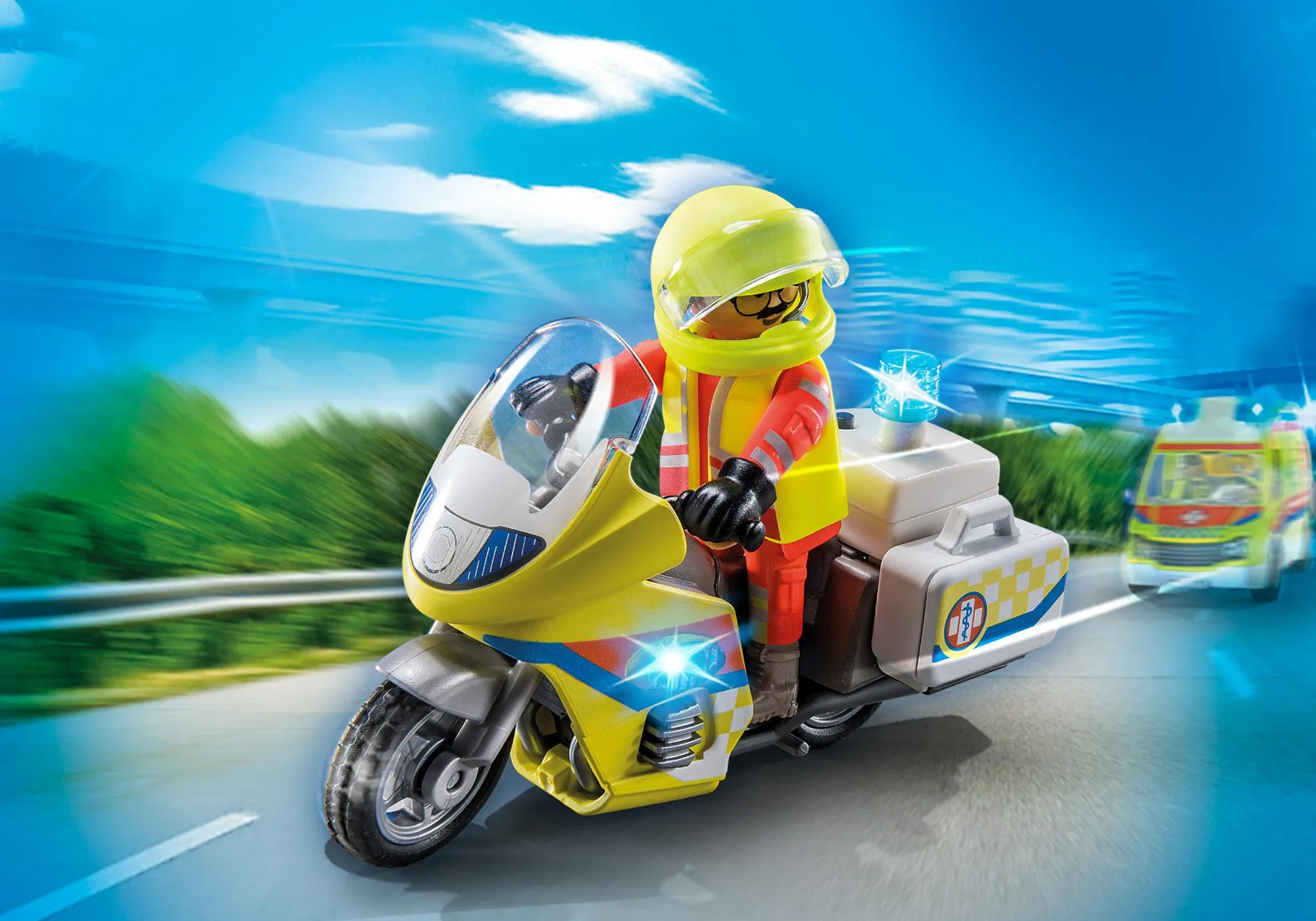 Playmobil 71205 Urgentiste avec moto et effet lumineux