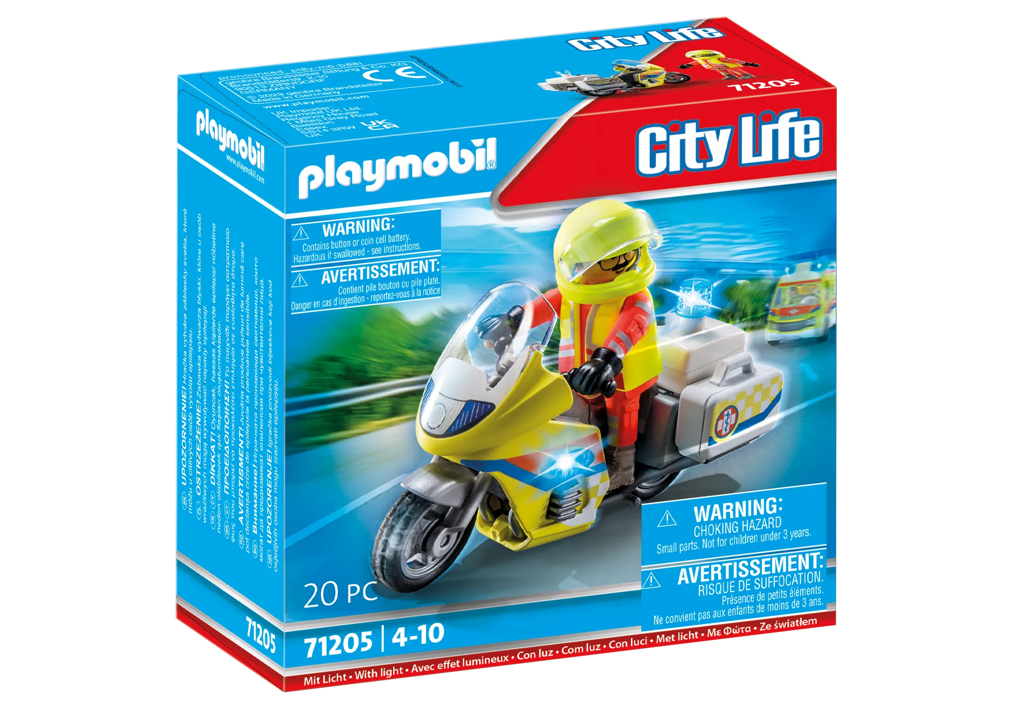Playmobil 71205 Urgentiste avec moto et effet lumineux