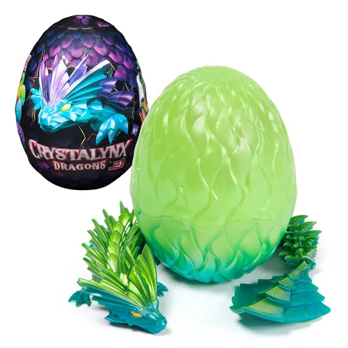 CrystaLynx Dragons, figura de juguete de dragón articulada coleccionable de 32 cm y huevo sorpresa para exhibición, decoración antiestrés para escritorio y oficina (los estilos pueden variar)