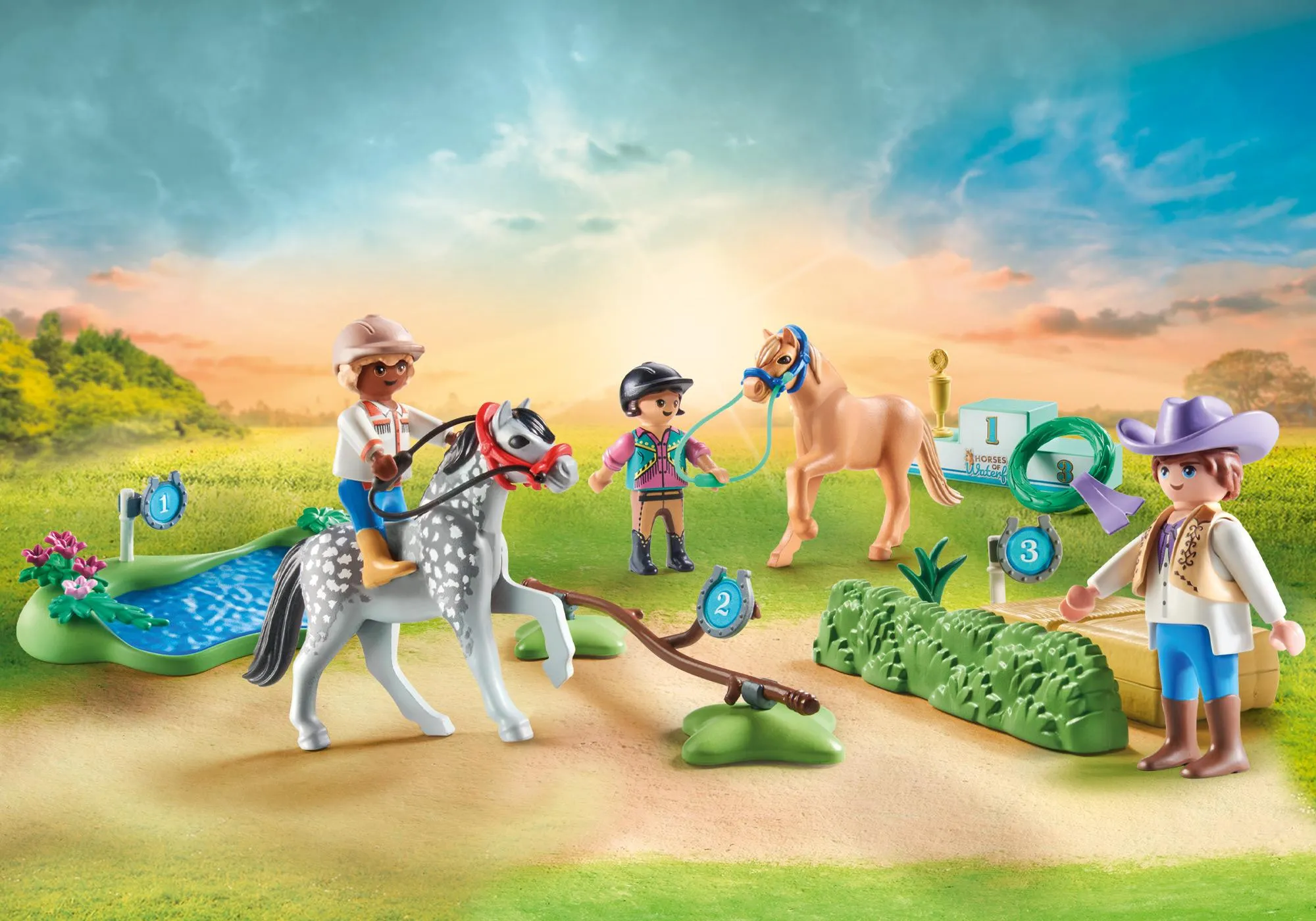 Playmobil 71495 Cavaliers avec poneys et saut d'obstacles