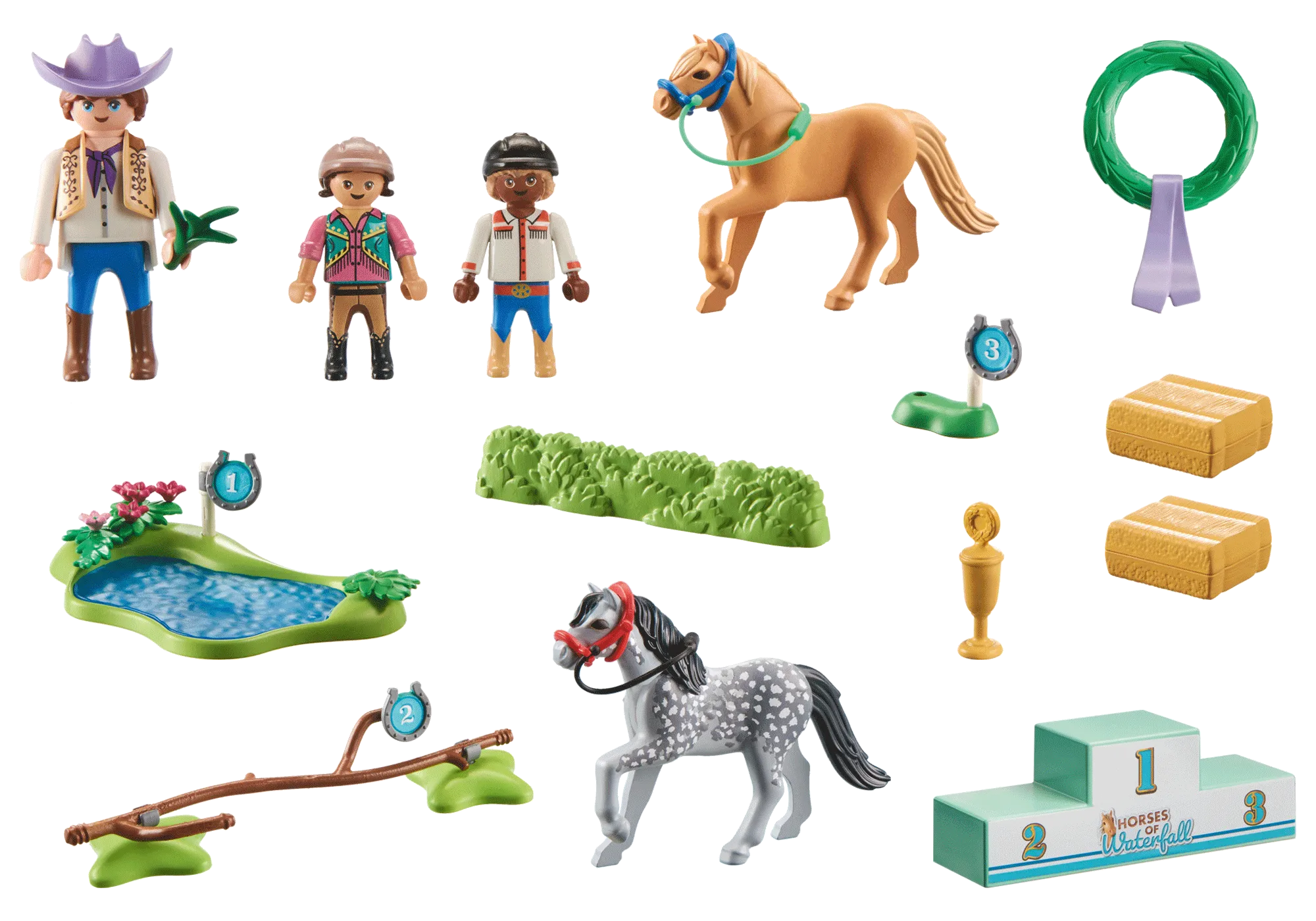 Playmobil 71495 Cavaliers avec poneys et saut d'obstacles