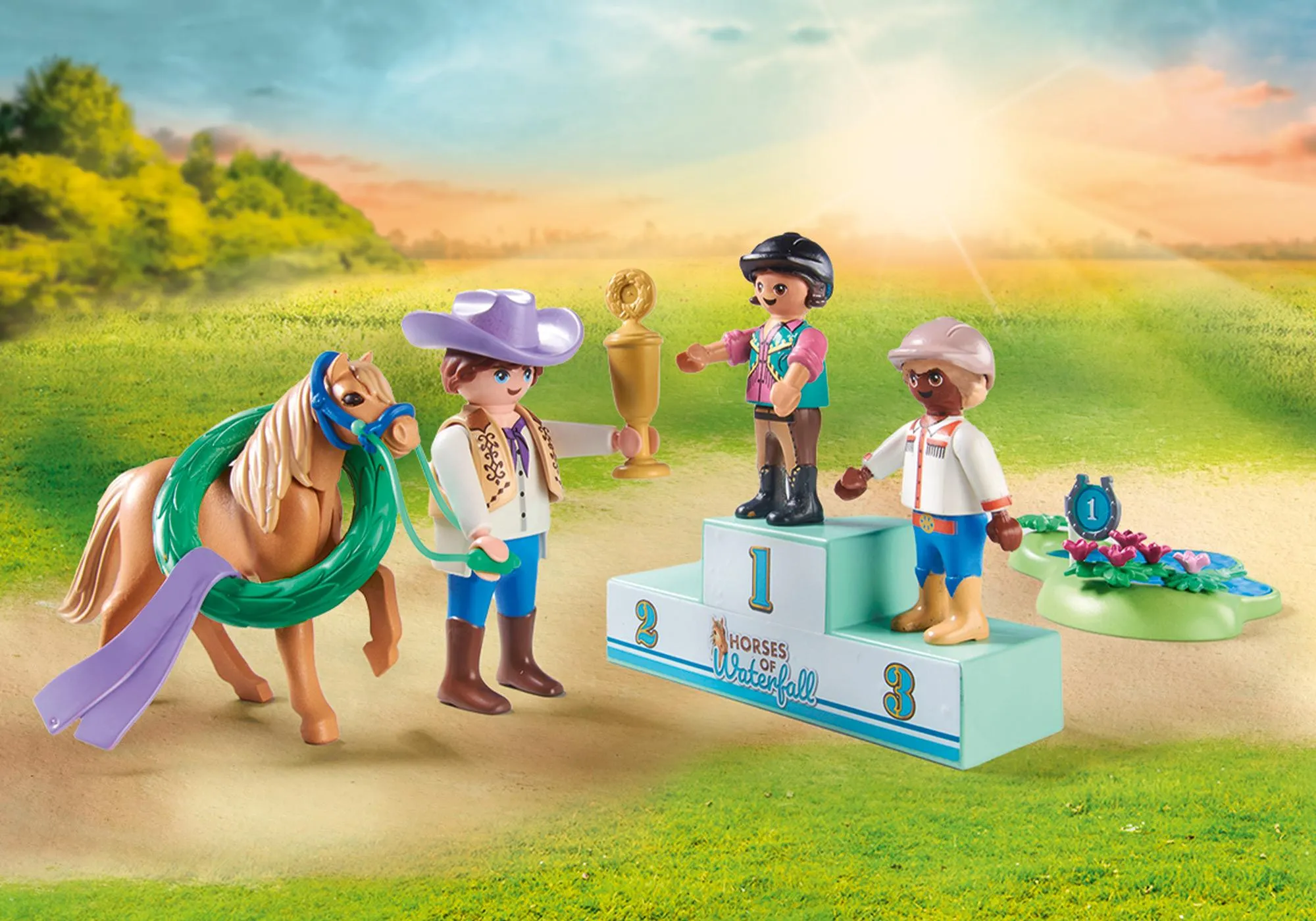 Playmobil 71495 Cavaliers avec poneys et saut d'obstacles