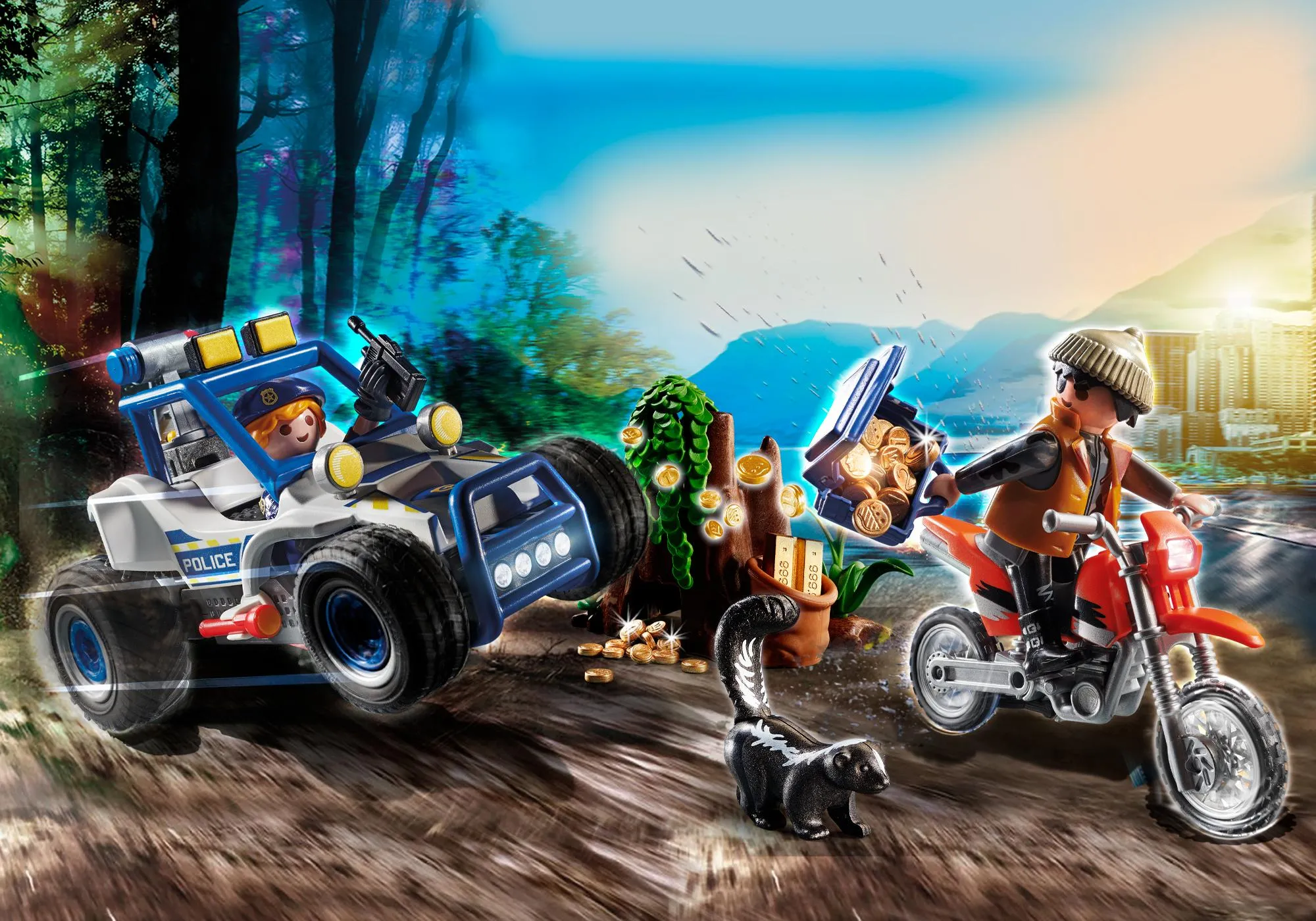 Playmobil 70570 Policier avec voiturette et voleur à moto