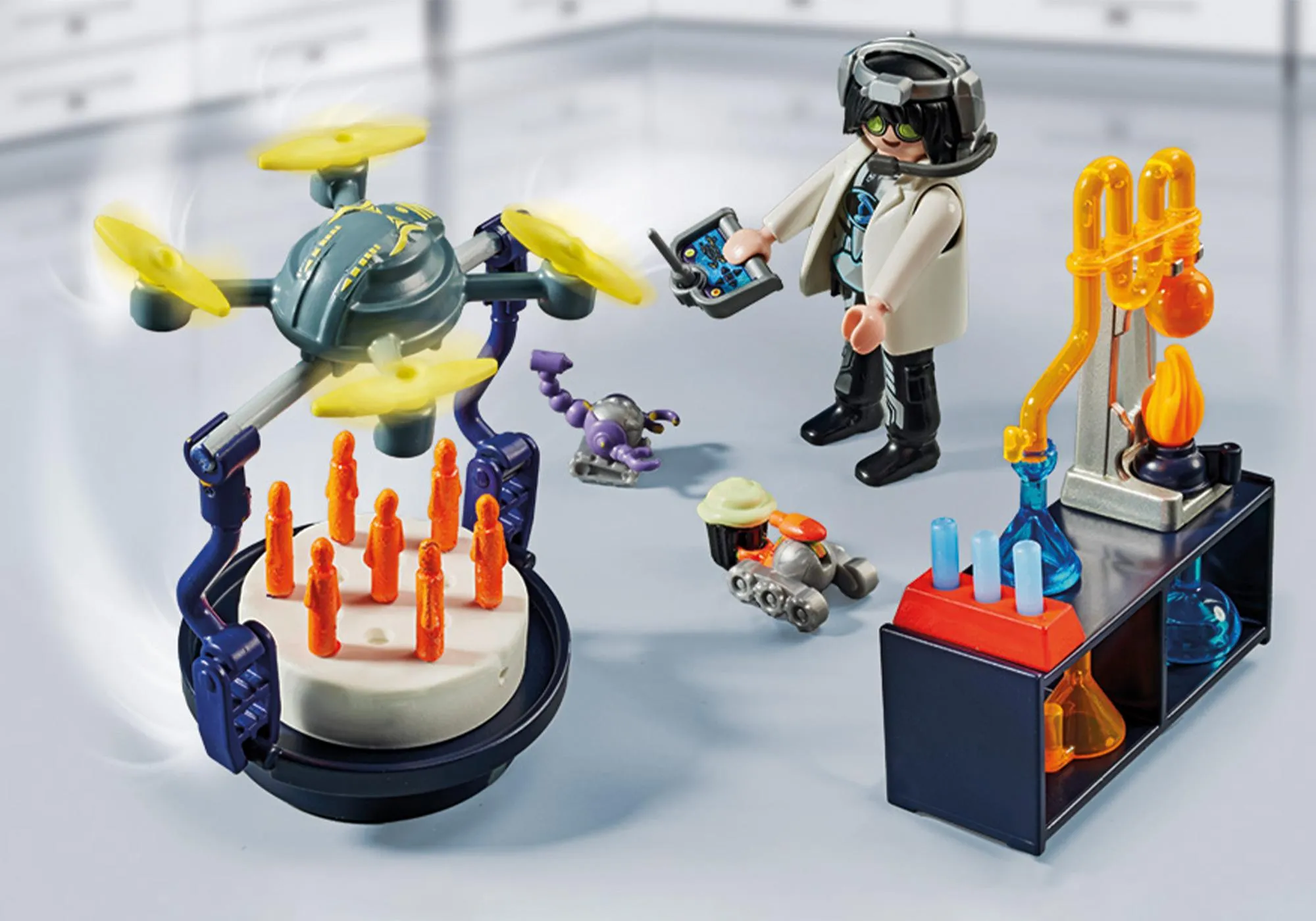Playmobil 71450 Set cadeau : Chercheur avec robots