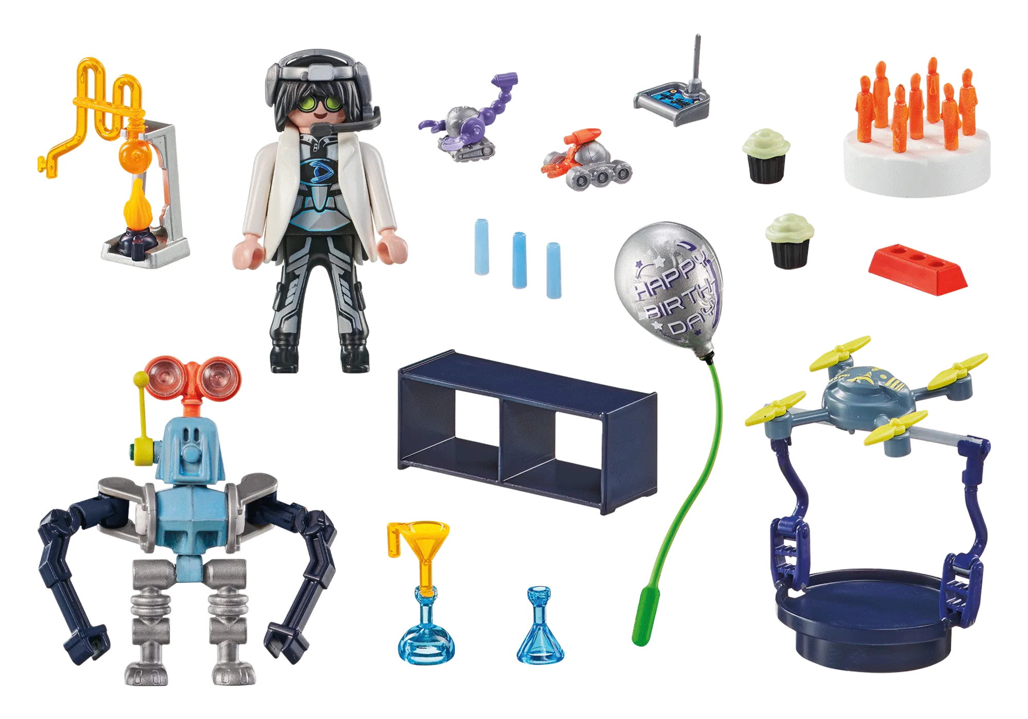 Playmobil 71450 Set cadeau : Chercheur avec robots
