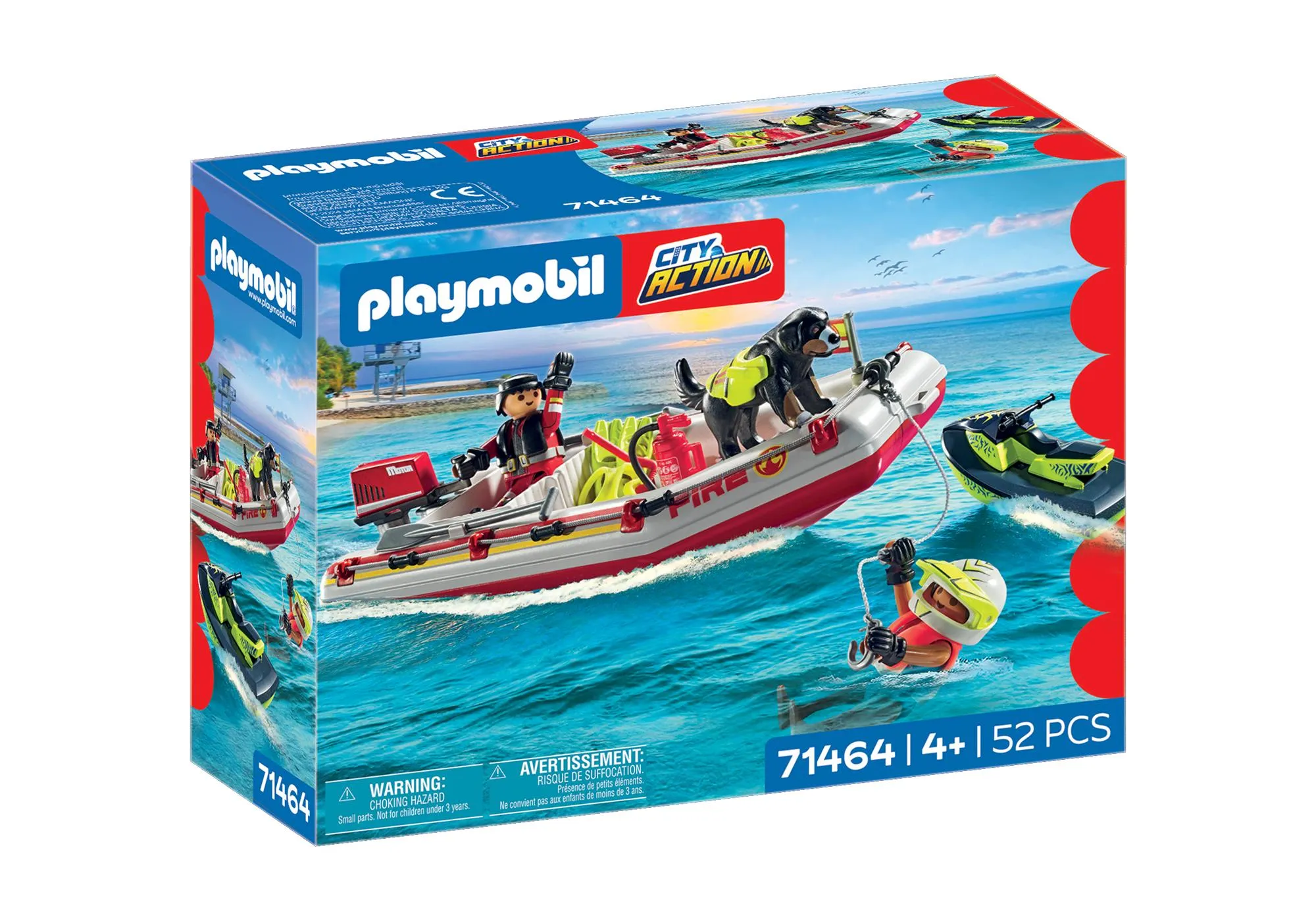 Playmobil 71464 Bateau de pompier et scooter des mers