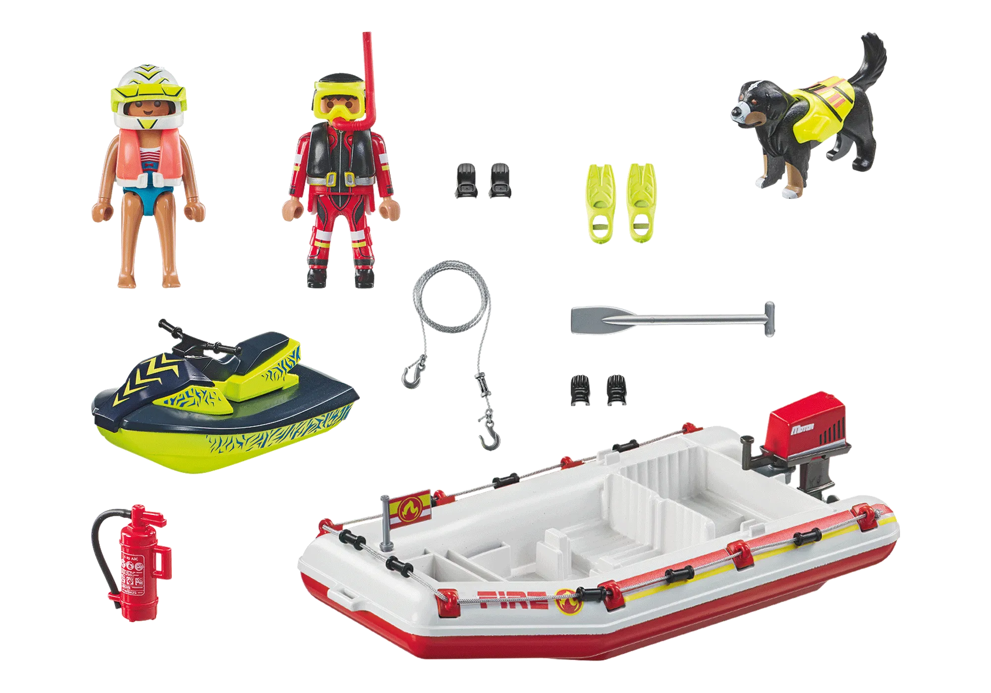 Playmobil 71464 Bateau de pompier et scooter des mers