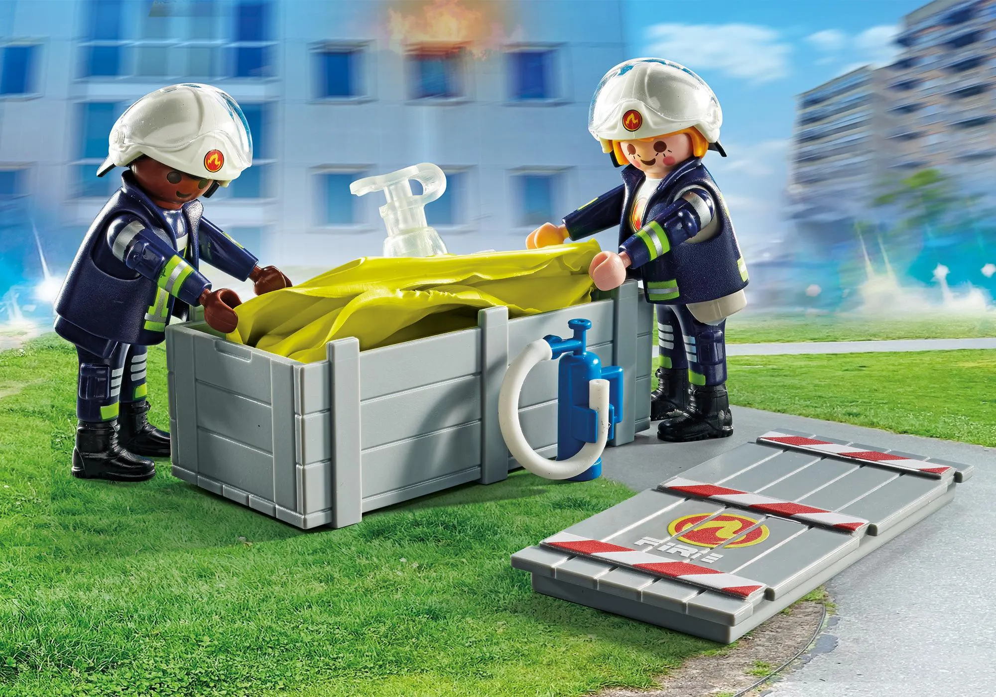 Playmobil 71465 Pompiers avec coussin de sauvetage