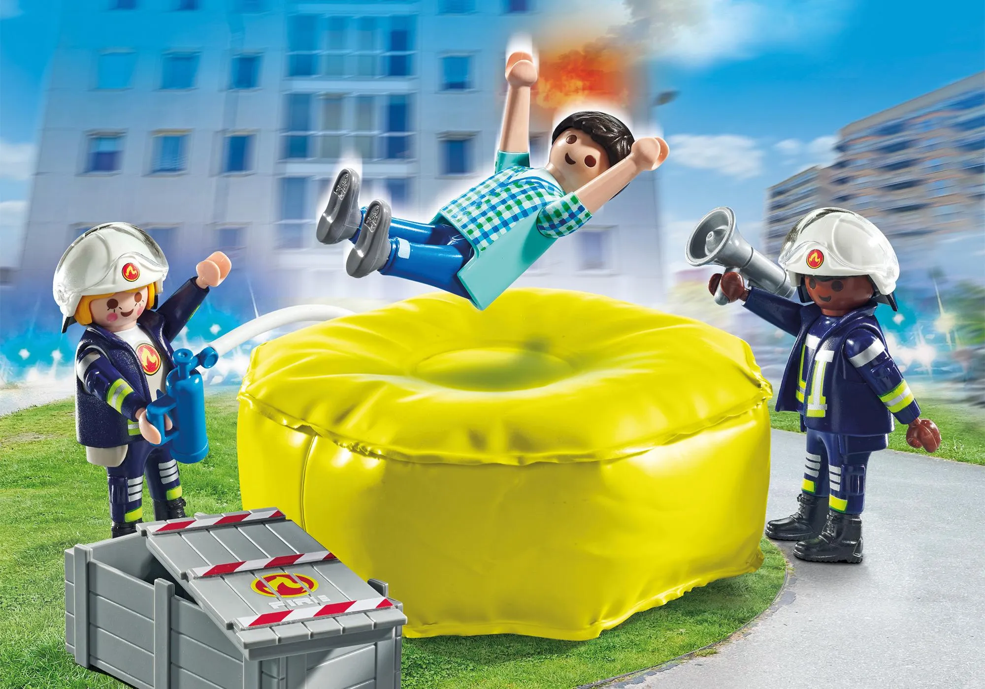 Playmobil 71465 Pompiers avec coussin de sauvetage