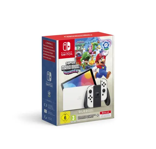 Nintendo Switch OLED (White) + Super Mario Bros. Wonder + Online Individual 12-Month draagbare game console 17,8 cm (7") 64 GB Touchscreen Wifi Wit
