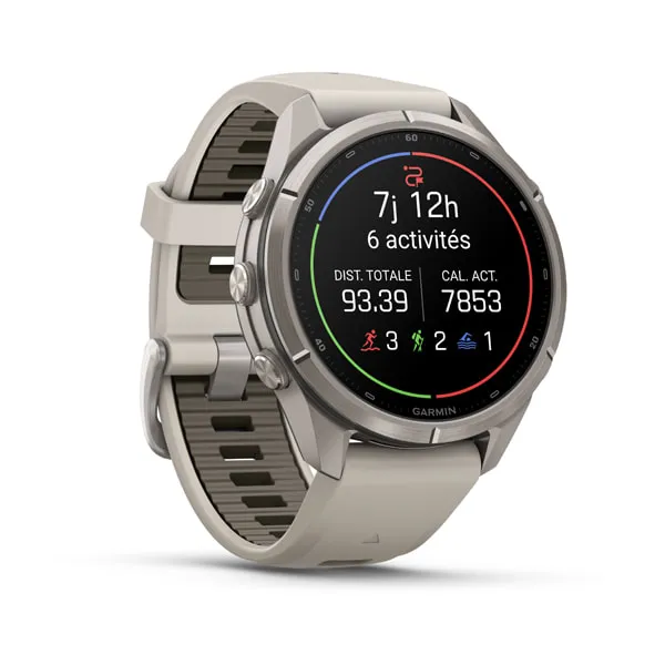 Garmin fēnix 9 Pro inReach, 43mm Titanium avec bracelet en silicone gris cendré/grès foncé