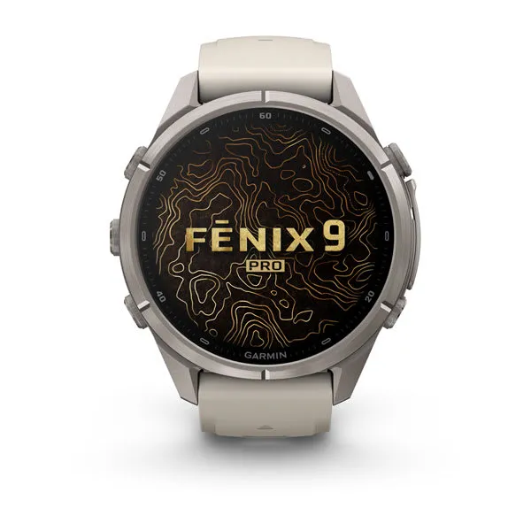 Garmin fēnix 9 Pro inReach, 43mm Titanium avec bracelet en silicone gris cendré/grès foncé