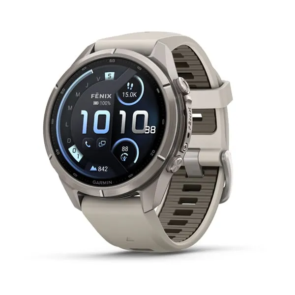 Garmin fēnix 9 Pro inReach, 43mm Titanium avec bracelet en silicone gris cendré/grès foncé