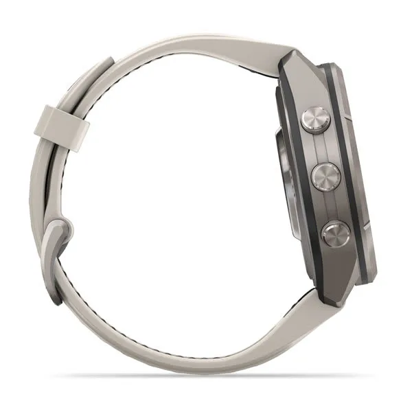 Garmin fēnix 9 Pro inReach, 43mm Titanium avec bracelet en silicone gris cendré/grès foncé