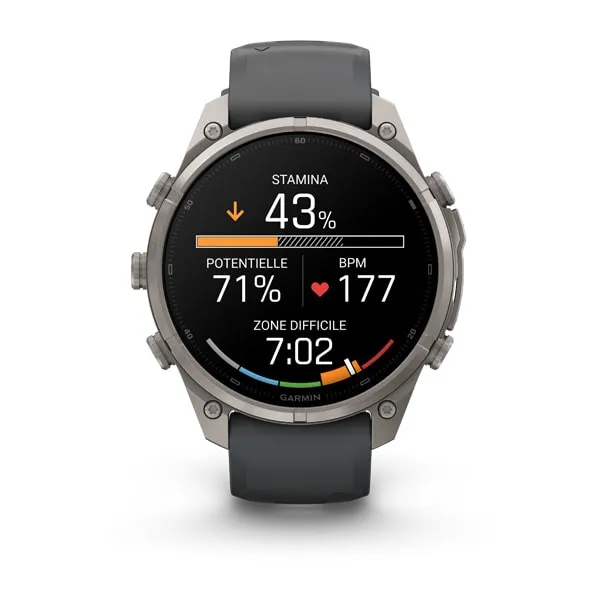 Garmin fēnix 9 Pro inReach, 47mm Titanium avec bracelet en silicone graphite/noir