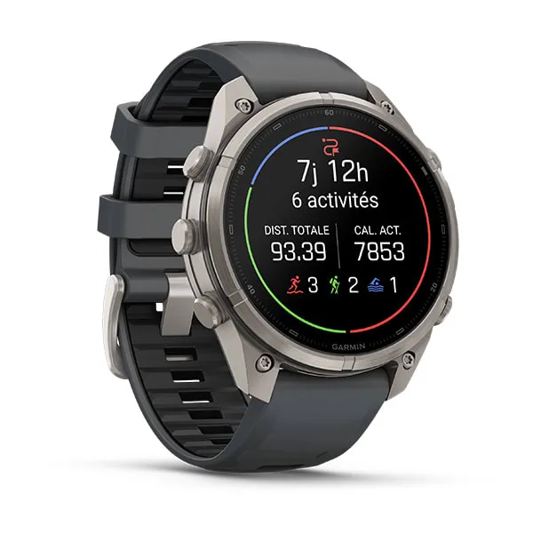Garmin fēnix 9 Pro inReach, 47mm Titanium avec bracelet en silicone graphite/noir