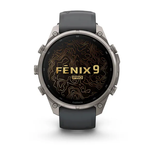 Garmin fēnix 9 Pro inReach, 47mm Titanium avec bracelet en silicone graphite/noir