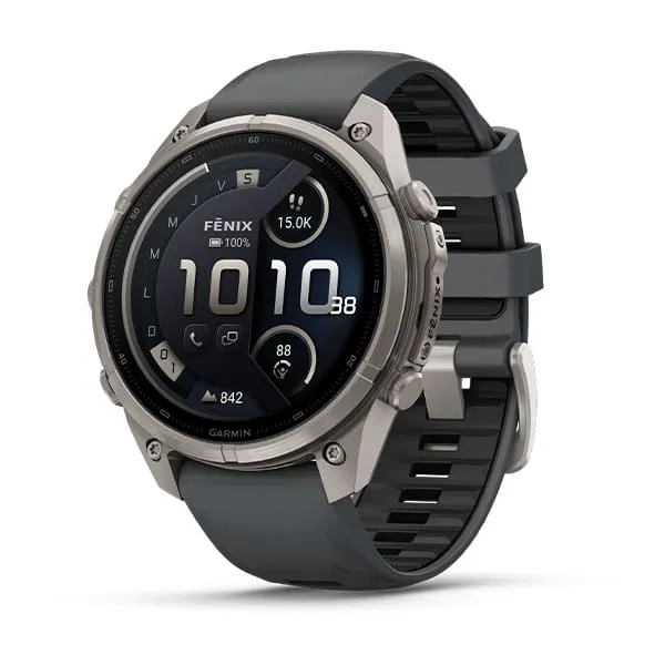 Garmin fēnix 9 Pro inReach, 47mm Titanium avec bracelet en silicone graphite/noir