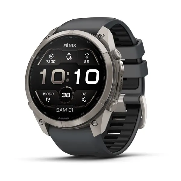 Garmin fēnix 9 Pro 51mm Titanium avec bracelet en silicone graphite/noir