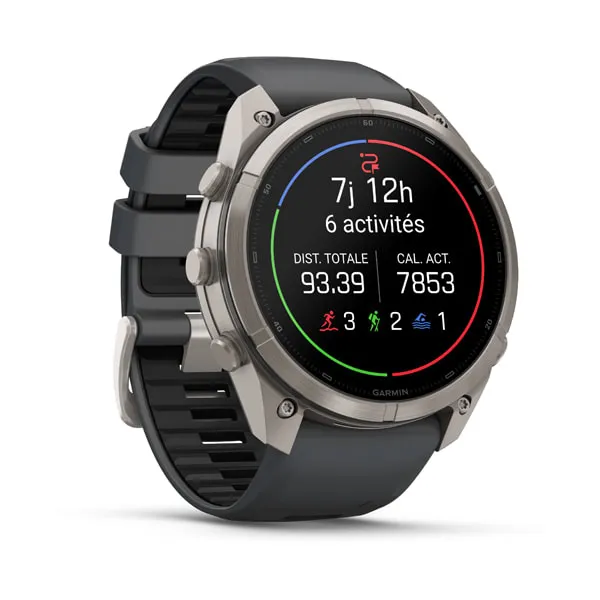 Garmin fēnix 9 Pro 51mm Titanium avec bracelet en silicone graphite/noir