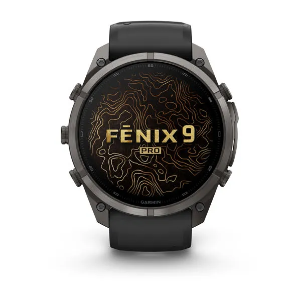 Garmin fēnix 9 Pro inReach, 51mm Titane avec revêtement Carbon Gray DLC et bracelet en silicone noir/gris galet
