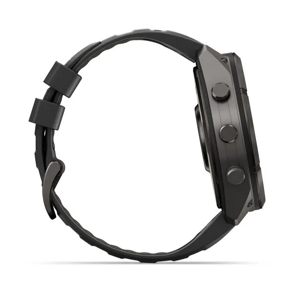 Garmin fēnix 9 Pro inReach, 51mm Titane avec revêtement Carbon Gray DLC et bracelet en silicone noir/gris galet