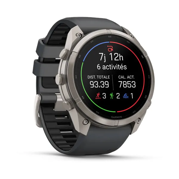 Garmin fēnix 9 Pro inReach, 51mm Titanium avec bracelet en silicone graphite/noir