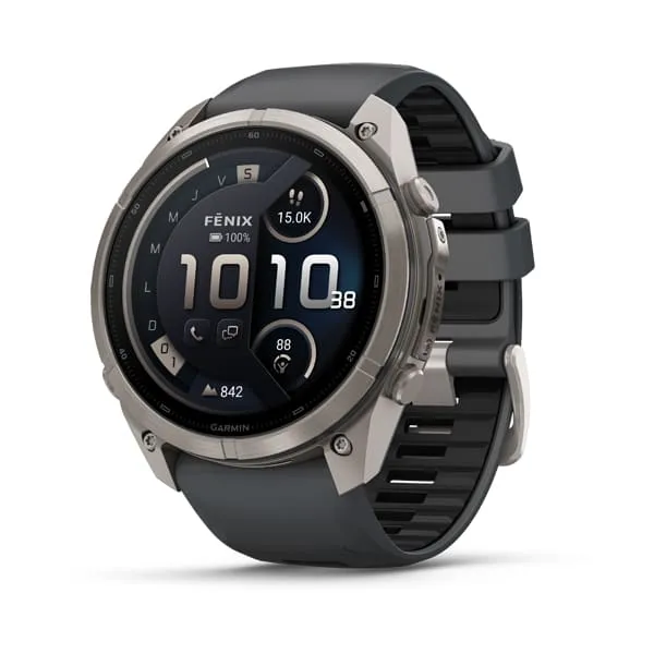 Garmin fēnix 9 Pro inReach, 51mm Titanium avec bracelet en silicone graphite/noir