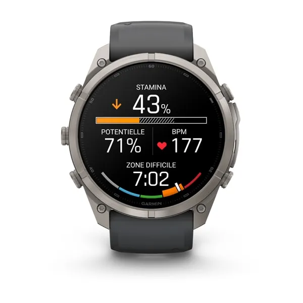 Garmin fēnix 9 Pro inReach, 51mm Titanium avec bracelet en silicone graphite/noir